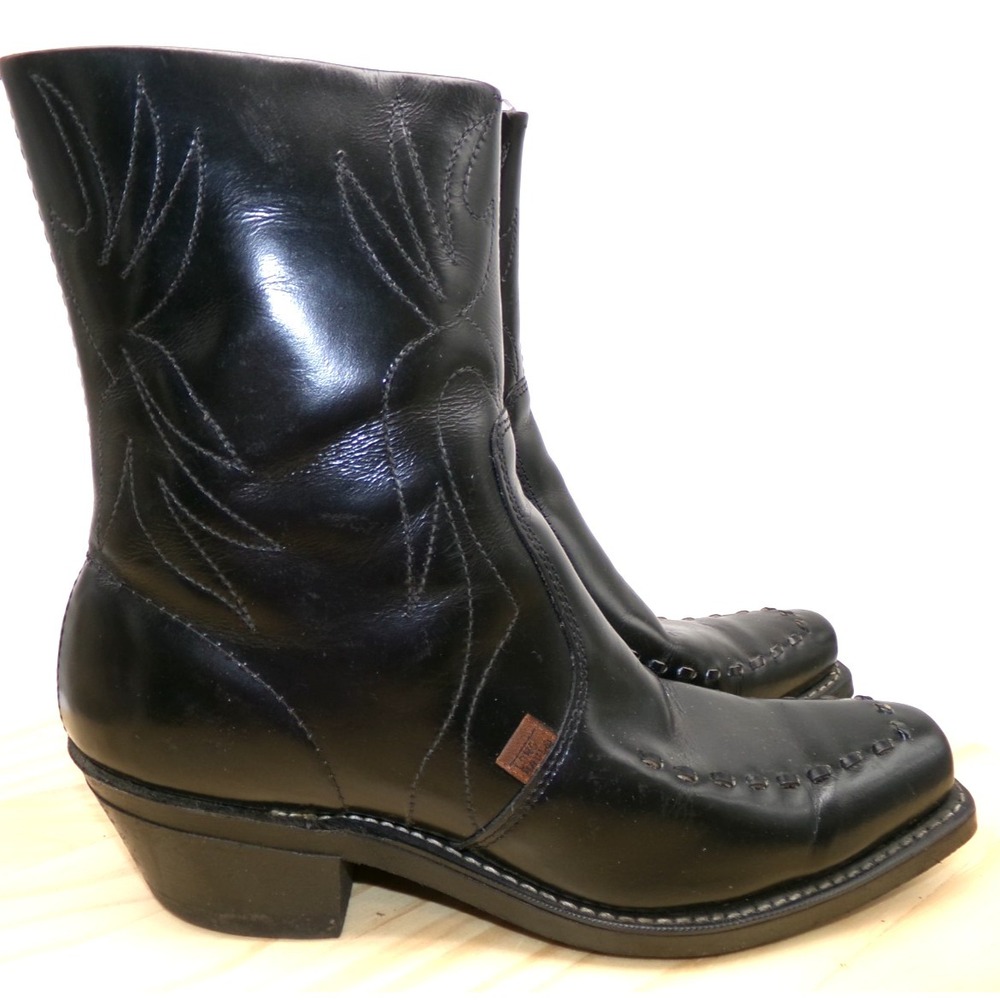 Vulcan Long Haul Boots Mens Black Size 8 D Size Zip Western Made in USA Leather